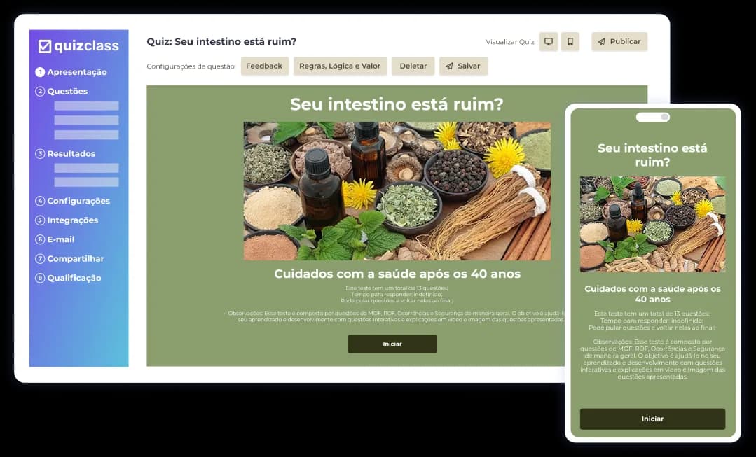 Tela de apresentação do quiz